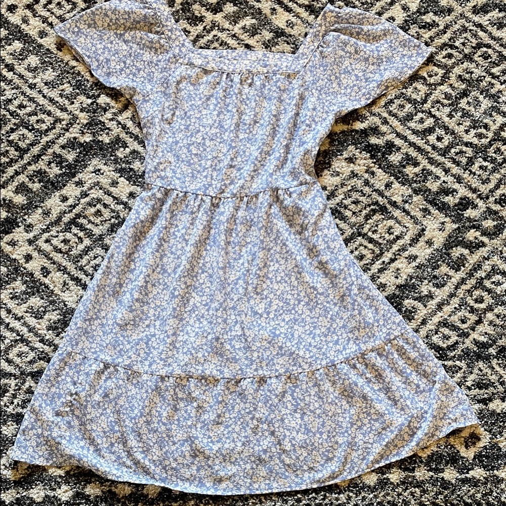 Monteau Blue Floral Knee Lengthed Dress